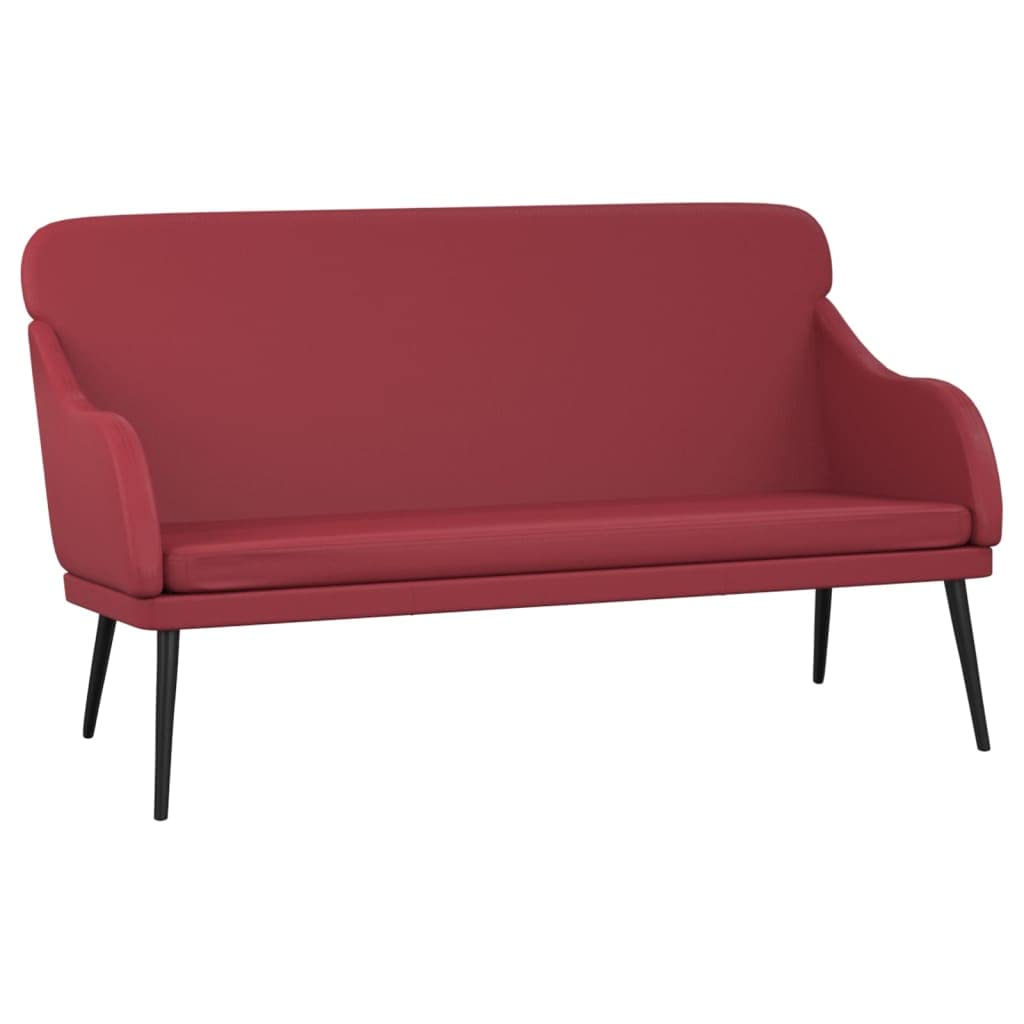 Banc bordeaux en cuir synthétique rembourré dossier accoudoir pour couloir