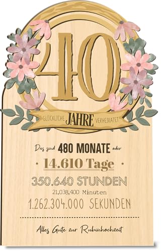 Rubinhochzeit Karte 40. Jahre - Rubinhochzeit Holzkarte - Hochzeitskarte - Karte Rubinhochzeit, Rubinhochzeit Deko, Rubinhochzeit Geschenke, 40....