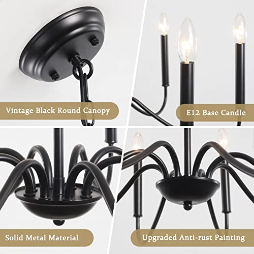 Kostomo Black Chandelier 8Lights Farmhouse Chandeliers For Dining Room Light Fixture Rustic Industrial Kitchen Island Pendant Lights Modern Chandeliers For Bedrooms #TOP3