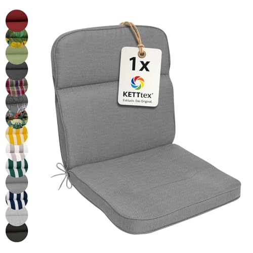 KETTtex EXKLUSIV Auflage Niederlehner grau I Gartenstuhl Polster 100x50x7cm I hochwertige und Pflegeleichte Sesselauflage I Wetter- und formbeständige Stuhlauflage I KTH3 Sitzauflage