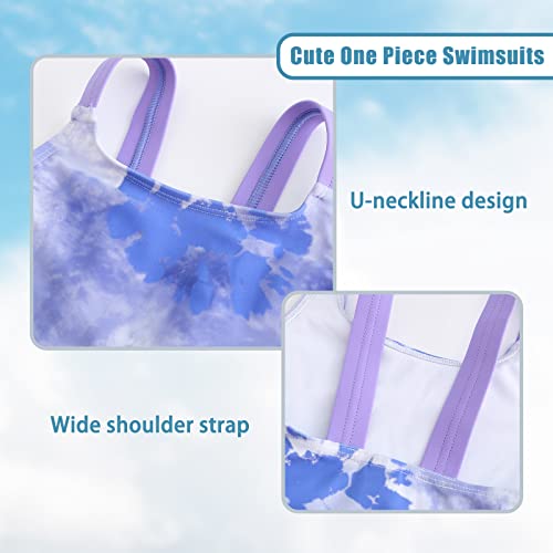 Image of Girls One Piece Swimsuits Tie Dye Bathing Suit for Girls Hawaiian Swimwear 3-16 Years