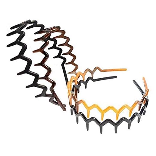 DMtse Set Of 4 X Zig Zag Sharks Tooth Hair Plastic 4 Color Styles Decor Wide Hairstyle Headband Hair Comb Hoop For Men Woman