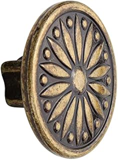 Decoranddecor 40mm Rounded Circle Antique Brass Copper Knob Vintage Country Door Pull Handle Kitchen Cupboard Cabinet Drawer (40mm - One Screw Hole, Antique Brass)