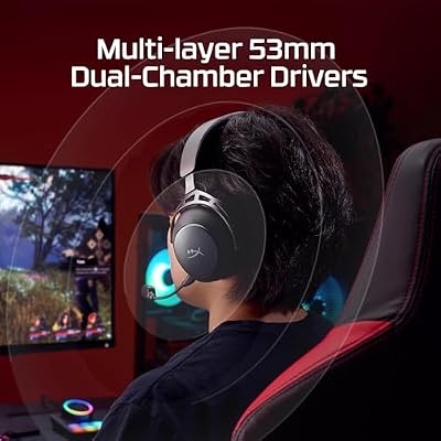 HyperX Cloud Alpha 2 Wireless Gaming Headset with 53mm Dual-Chamber Drivers and up to 250 Hours Battery Life, RGB Base Station, Simultaneous 2.4GHz & Bluetooth - Black
