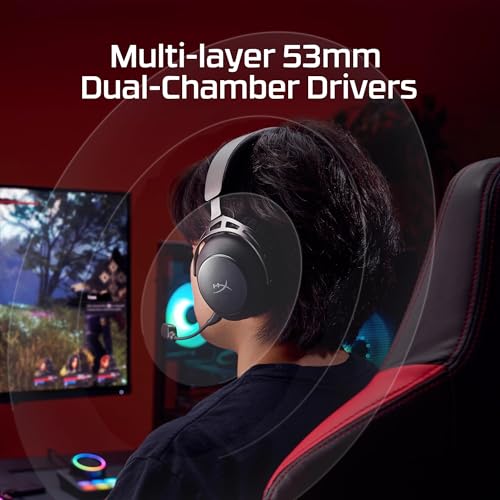 HyperX Cloud Alpha 2 – Wireless Gaming Headset with 53mm Dual-Chamber Drivers and up to 250 Hours Battery Life, RGB Base Station, Simultaneous 2.4GHz & Bluetooth - Black by HyperX - Image 3
