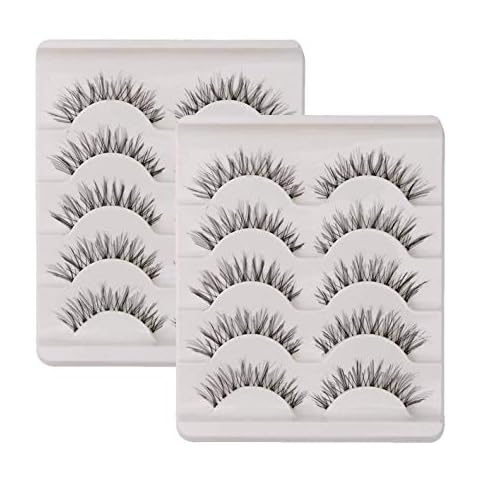 10 Pairs False Lashes Eyelashes Natural Look Handmade Crisscross 3D Reusable Black Cover