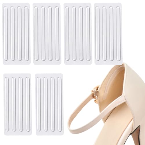 6 hojas (24 unidades) de cinta adhesiva delgada de silicona transparente antidesgaste, calcomanías para la parte trasera del pie, zapatos de tacón alto, cuidado de cojín para mujeres y niñas
