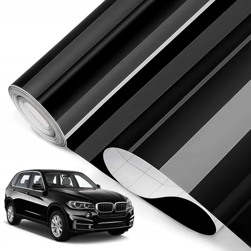 30x150 cm Pellicola Wrapping Nero Lucido, Permanente Vinile Adesivo, Senza Bolle Pellicola Adesiva per Auto, Rotolo Vinile Adesivo per Strisce Decorative Fai Da Te Pellicola Protettiva per Auto e Moto