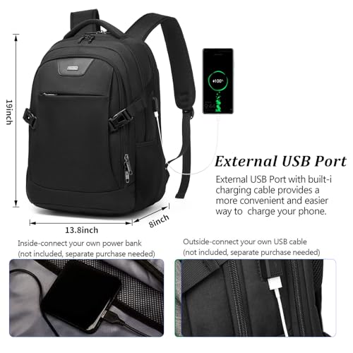 DUSLANG Anti-Theft Laptop Backpack, Black, 15.6-14-13 Inch Laptop ...