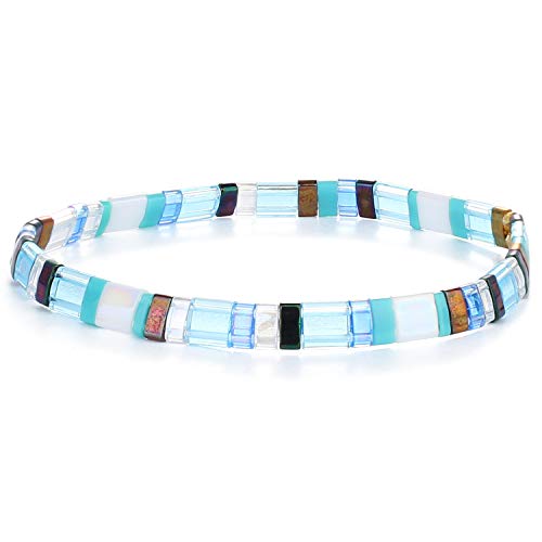Image of KELITCH Women Stretch Bracelets Mixed Tila Seed Beaded Bracelets Lucky Jewelry for Women Lovers