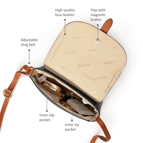 Image of Fastrack Puff Sling with Detachable Pouch | Faux-Leather Women's Handbags | Sling for Casual Carry