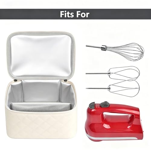 Image of Digital Hand Mixer Carrying Bag for KitchenAid 5 /6 / 7 /9 Ultra Power Speed Hand Mixers, Portable Travel Storage Case Bag with Handle for Kitchen Aid Mixer Accessories (Box Only) (Light Beige)