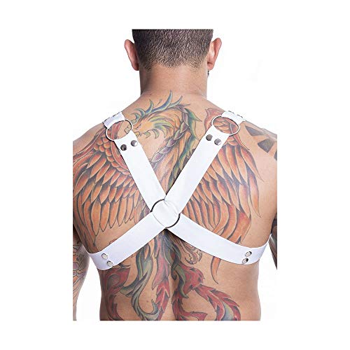 Arreios Harness Masculino de Elástico Com Argolas (Branco)