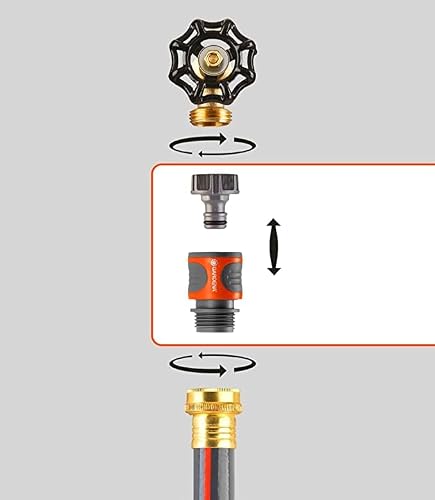 GARDENA (18271) 5-Piece Premium Metal Quick Connect Hose Fittings: Hose Quick Connect Kit for 5/8 Inch or 1/2 Inch Hose - Quickly Connect Garden Hoses, Sprinklers, Spray Nozzles, and Accessories. - Thumbnail 2
