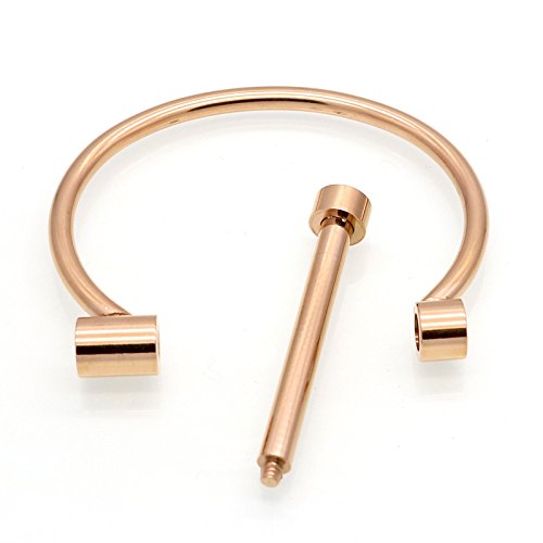 Alovesoul 2 Pcs Screw Bracelet Stainless Steel Bar Cuff Bangle Set(Gold,Rose) #TOP3