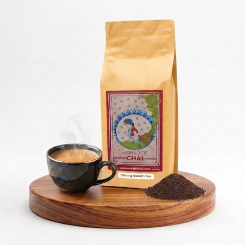 Image of World of Chai Strong Assam Tea 1kg - Rich, Bold Flavor | Rich in Antioxidants, Natural Loose Leaf, Chai Patti, Perfect for Morning Boost