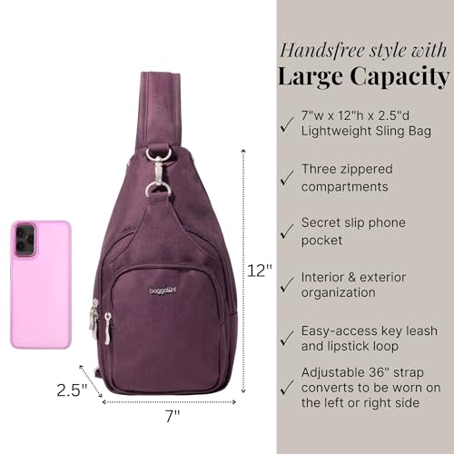 Image of Baggallini Women's Central Park Sling 12 inchx7 inch Crossbody Bag W /Convertible Adjustable Shoulder Strap
