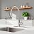 FEELSO Kitchen Faucets with Pull Down Sprayer, High Arc Stainless Steel Single Handle Kitchen Sink Faucet, 1 or 3 Hole Brushed Nickel Water Faucets for Farmhouse Laundry Camper Rv Bar