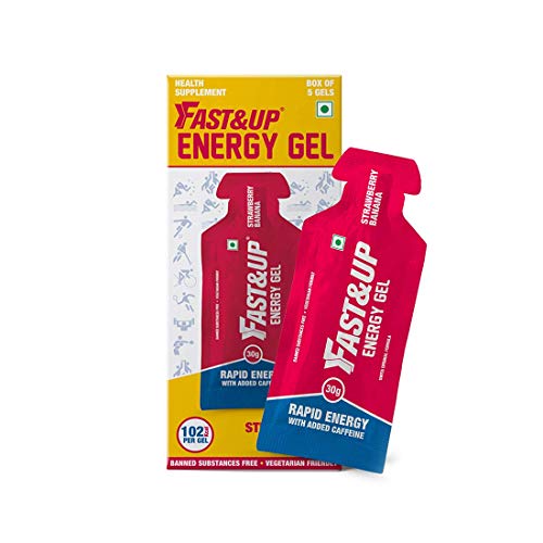 Image of FAST&UP Vegan Sports Energy Gel & Malto Gel 5X30Gms Sachets & Reload Electrolyte Energy And Hydration - Sports Drink - Strawberry Banana, 20 Effervescent Tablet
