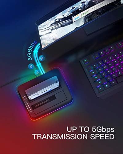 Inateck RGB Hard Drive Docking Station, SATA to USB 3.0 Dock with Offline Clone, for 2.5 and 3.5 Inch HDDs and SSDs, UASP Supported, Black, SA02003