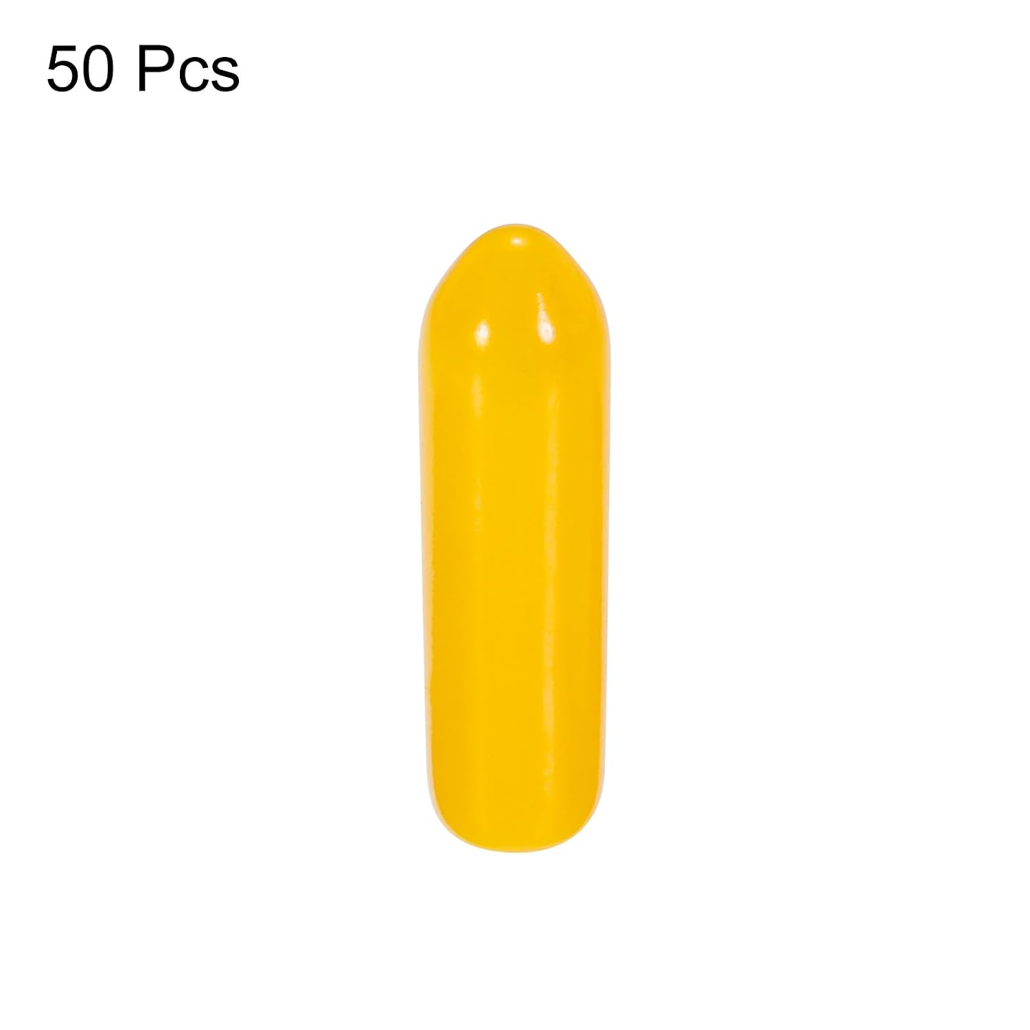 MECCANIXITY 50pcs 1/8 inch(3mm) Rubber End Caps Cover PVC Vinyl Screw Thread Protector Round Wire Shelf Caps for Screw Bolt Pipe Fence Post, Yellow
