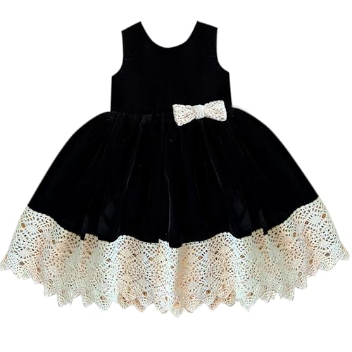 Image of Stanwells Kids Dress for Girls Black Velvet Baby Fancy Frocks for Baby Girls