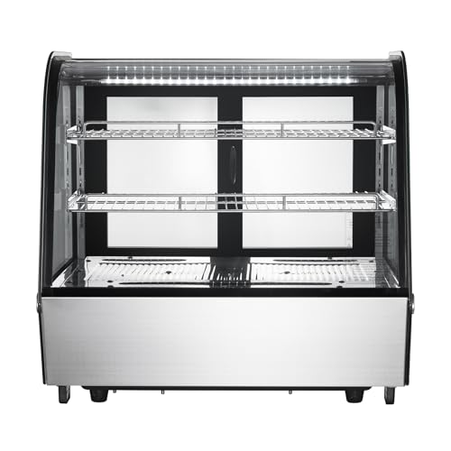 Happybuy 4.2 Cu.Ft/115L Countertop Pastry Display Case, 2-Tier Commercial Refrigerator with LED Lighting, TURBO Cooling, Frost-Free Air-Cooling for Bakery