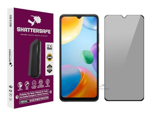 Image of Anti-Spy Privacy Tempered Glass Compatible For Redmi 10 Power / 10C / 10 / 11A / 12C [Pack of 1]. Anti-Scratch, Edge-to-Edge Protection With Easy Installation Kit & Case Friendly Fit.