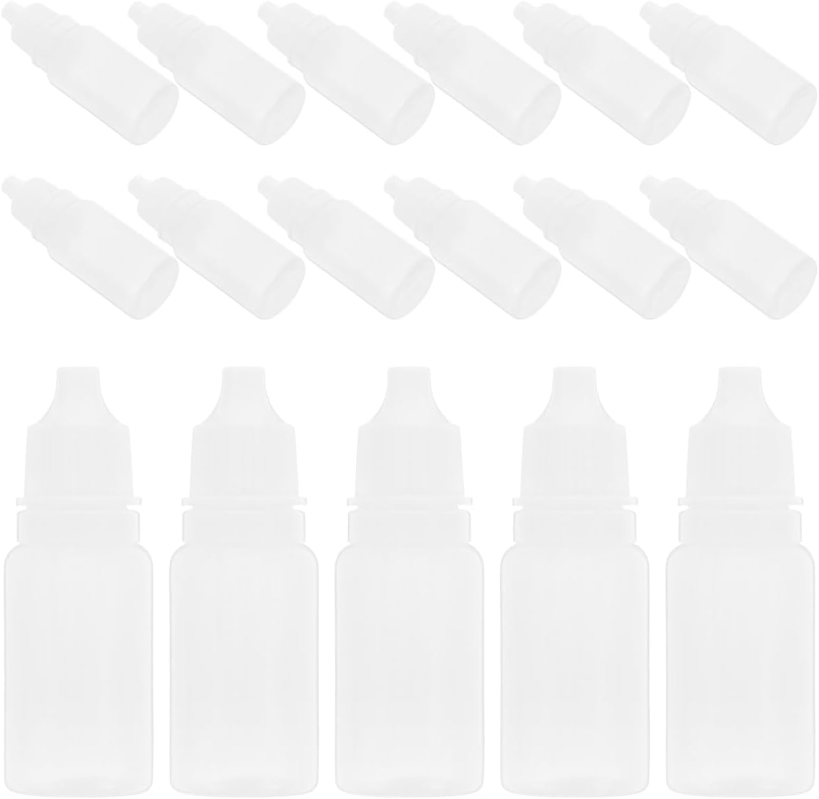 Hemobllo 50Pcs Eye Dropper Bottles : 10ml Plastic Squeezable Dropper Bottle with Screw Cap for Eye Liquid Essential Oils (White)