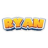 Generic Cartoon Ryan Name Sticker - Vinyl Waterproof Decal Quirky Gift Idea for Car, Laptop, Wall, Window, Book Cases, Gift Box, Smartphones, Water Bottle, Bumper Sticker Size - 8'' Longer Side