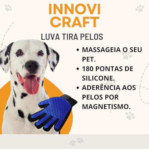 Luva Escova Tira Pelos Cães e Gatos Nano Magnética INNOVI CRAFT