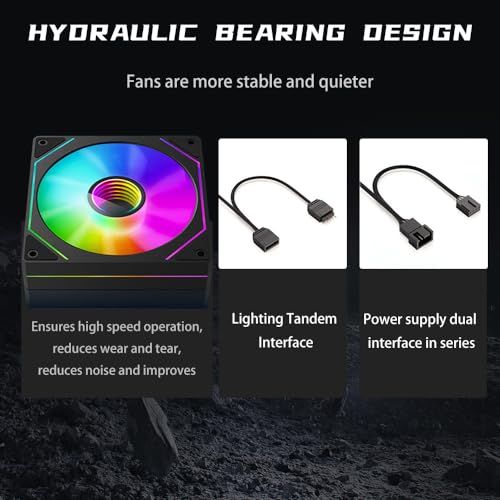 Image of Prism4 Pro 120mm PC Blade ARGB Case Fans,Infinity Mirror RGB Light Effect 5V 3PIN Motherboard Light Sync 800~1800RPM PWM PC Fan(Black Reverse)