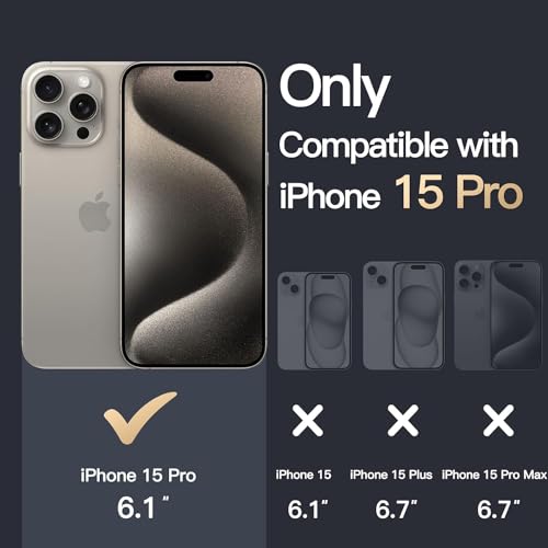 Image of VONZEE Compatible with iPhone 15 Pro Case Luxury Retro Flowers Floral Clear for Magnetic Wireless Charging Case Shockproof Case PC+TPU Cute Glossy Shiny Cover for Girls Women, 6.1'' Grey