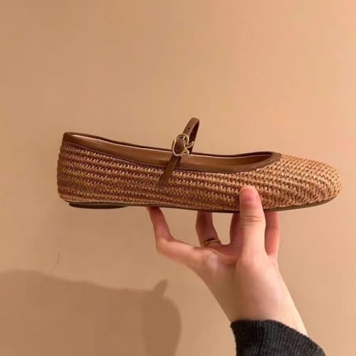 Mary Jane Espadrilles for Women Platform Rattan Sandals Raffia Woven Dress Shoes Slip on House Slippers Lightweight Breathable Low Top Straps Casual Walking Slides Summer Beach Party Cruise Vacation2