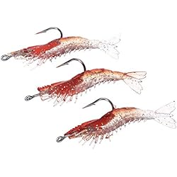Señuelo Gamba Magbite Huhebne 3pcs 6cm / 3g Artificial Senuelo Camaron Bionico Suave Cebo Trasto Noctilucent Luminoso Realista Gancho Rojo