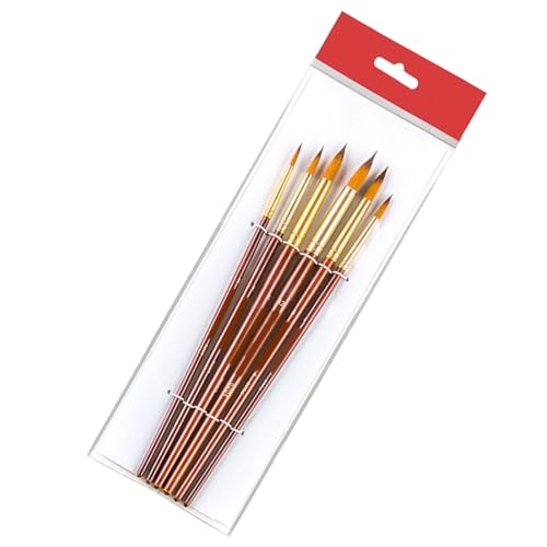 6 pinceles profesionales de acuarela de cerdas de nailon para acrílicos, acuarela, pintura al óleo, pinceles de nailon para arte para el cabello