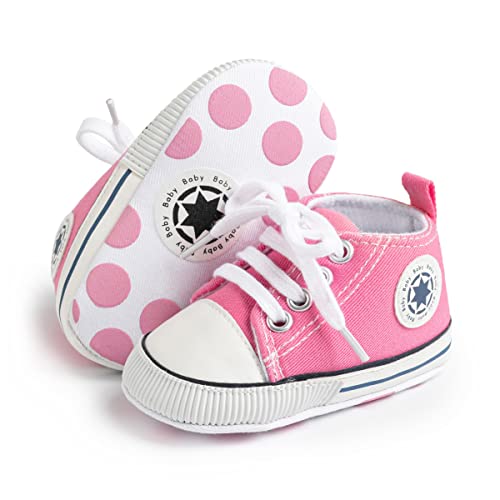 Image of KIDSUN Tutoo Unisex Baby Boys Girls High Top Sneaker Soft Anti-Slip Sole Newborn Infant First Walkers Canvas Denim Shoes