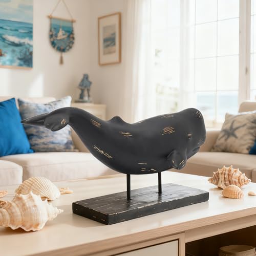Estatua de Ballena Guichifun en Resina Negra 16.5 x 7.2 x 8.6 in miniatura 4