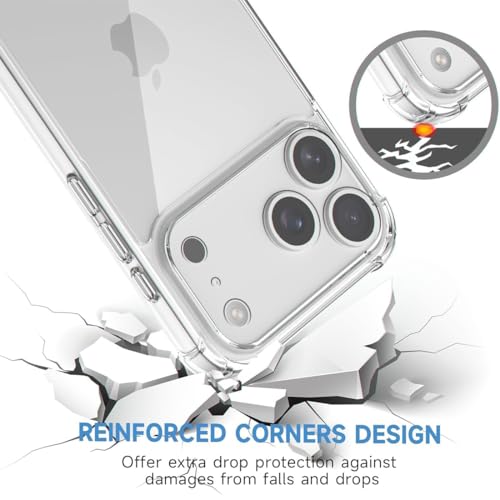 Image of Fashionury 3D Raised Transparent Crystal Clear Back Cover for iPhone 17 Pro | Shockproof Design | Anti-Slip Grip | Camera Protection | 360 Degree Protection Mobile Case