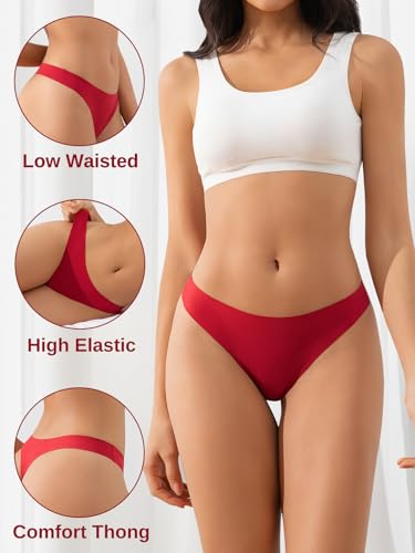 Thongs for Women Seamless Breathable Soft Underwear No Show Ladies Panties 6 Pack4