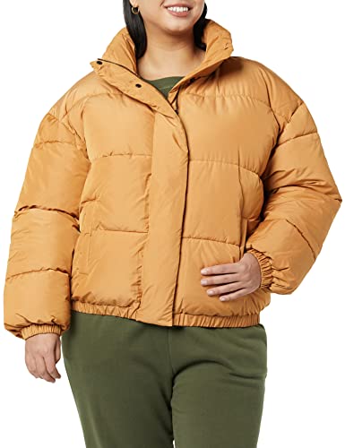 Amazon Essentials Women's Relaxed-Fit Mock-Neck Short Puffer Jacket (Available In Plus Size) (Previously Daily Ritual), Camel, Small #TOP2