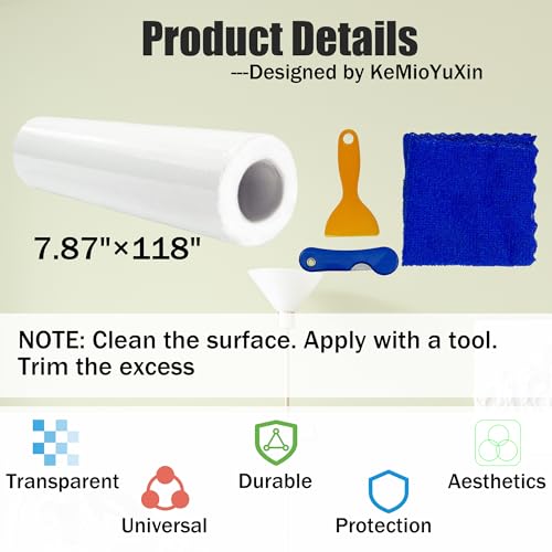 Car Door Protector - Universal Edge Guards Clear Protective Film Tape for Vehicle Interior Door Sill Protector De Puertas De Carro from Dog Scratching, Dirty Shoes, 7.87inch*10ft, Transparent