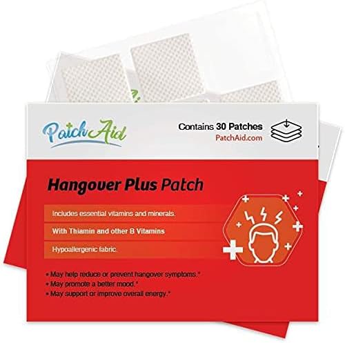 Patch Aid Hangover Plus - 30 Daily Topical Patches. 100% Natural & Vegan. Allergy & Filler Free. High Absorption and More bioavailable. Suitable for Sensitive stomachs & bariatric.