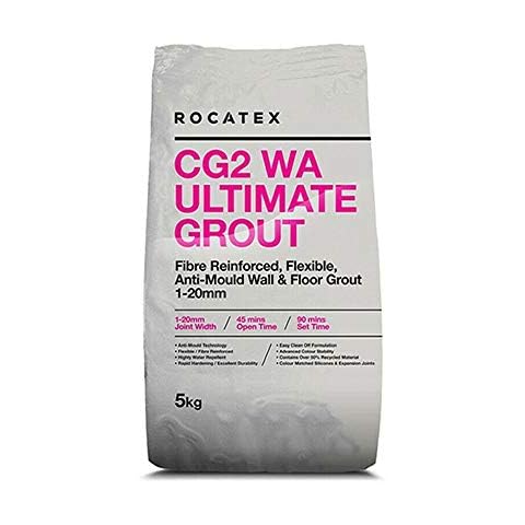 Rocatex CG2 WA Ultimate Grout Semi-Smooth Finish Grout for Walls Or Floor Bathroom Tile Grout 5KG- White Cover