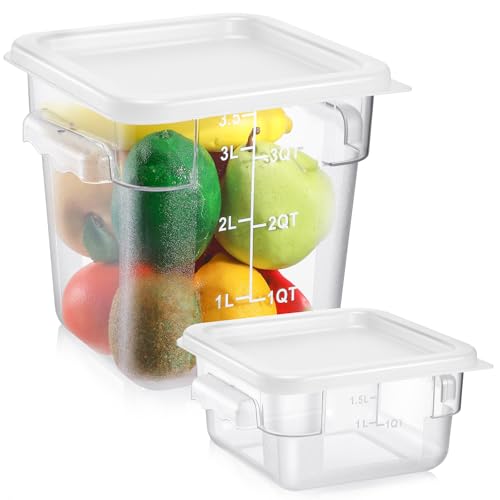 FoldTier 2 Pcs Square Food Storage Containers, White, 2 Qt,4 Qt