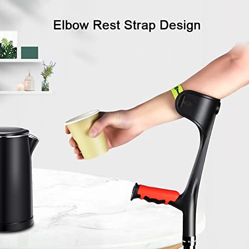 Kule 2-częściowe Składane przedramię z regulacją wysokości, Ergonomiczna aluminiowa kula łokciowa z odblaskami i paskami pod łokcie, do wsparcia przy urazach lub zabiegach chirurgicznych