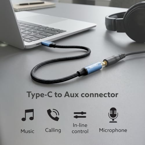 Image of AGARO Type-C to 3.5mm Aux Female Converter with Built-in DAC, Hi-Res Durable Audio Adapter, Supports Mic & Calls, Compatible with iPhone 15 & above, Mobile, Laptops, Plug & Play USB-C to AUX Adapter