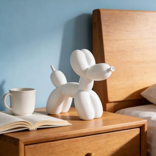 Figura decorativa de perro globo blanca