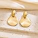 FAMARINE Matte Gold Disc Drop Dangle Earrings Statement Brushed Round Hammered Women Earrings Fashion Jewelry, Small