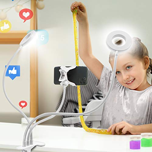 Aduro U-Stream Selfie Ring Light With Stand, Twin Dual Ring Lights With Flexible Gooseneck Phone Holder Arm Stand For Iphone And Android Black #TOP2